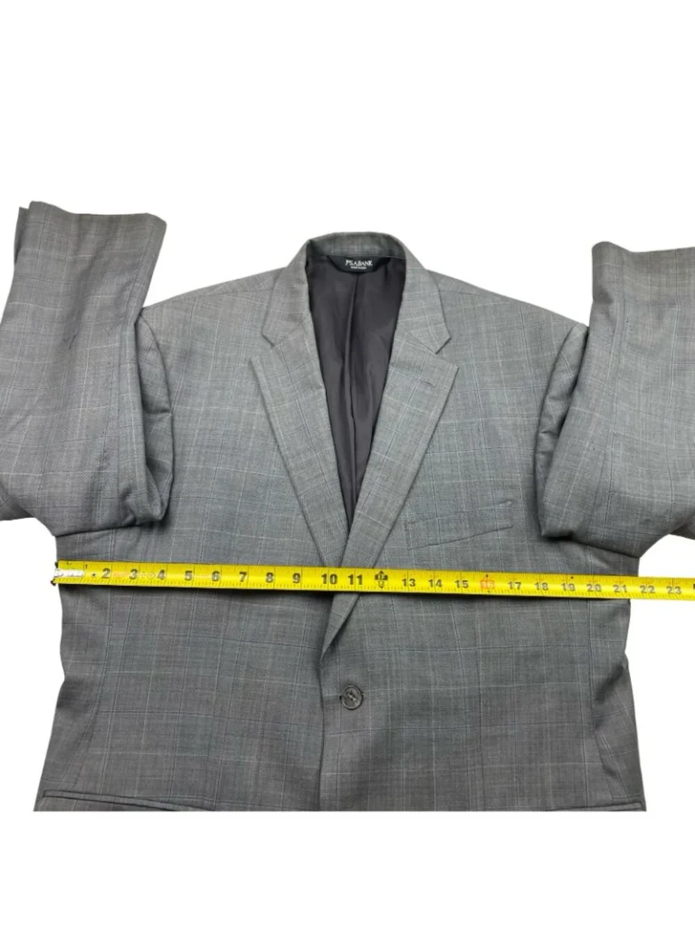 Jos A Bank Men's 100% Wool Tailored Fit 2-Button Blazer Gray/Blue Plaid • 43R